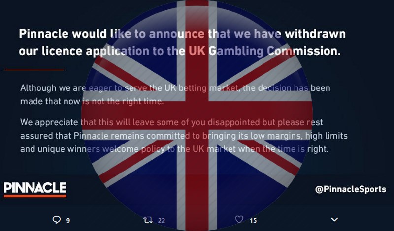 Pinnacle Withdraws License Application to UK Gambling Commission