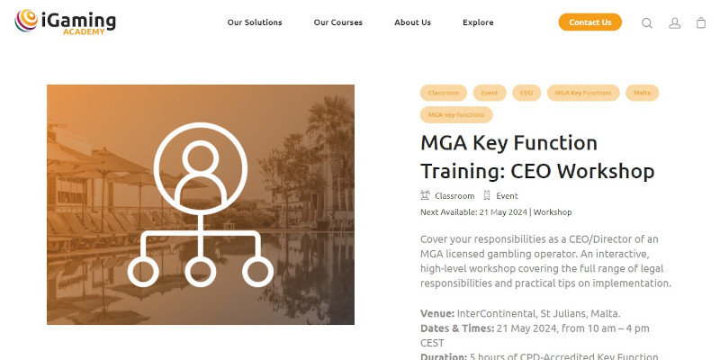 MGA Key Function Training: CEO Workshop